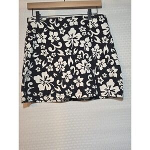 Wild Fable Womens Mini Skirt Black White Floral Zipper  10 Stretch